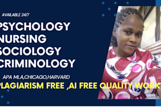 write on psychology, nursing, sociology and criminology,