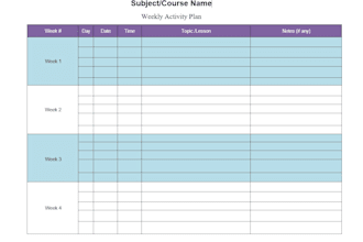 create course and class activity planner and schedule