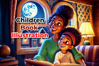 create fantastic african american children story book illustrations