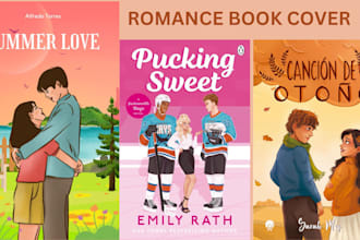 do romance book cover illustration, ebook cover, fantasy romance book cover