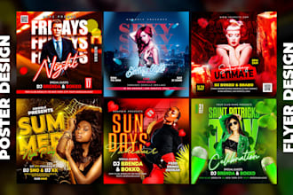 design eye catching party posters, custom event flyer design