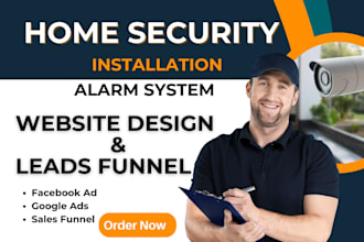 design home security website generate leads alarm system website