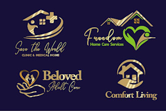 design modern home care medical healthcare nursing logo with nice branding