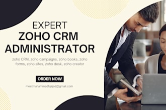 set up zoho CRM, zoho campaigns, zoho books, zoho forms, zoho sites, zoho desk