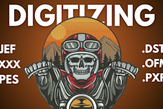 do embroidery digitizing design into dst pes jef file in 1 hour