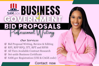 be your government contract proposal writer for rfp, rfq, rfi and tender writing