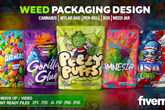 design unique weed pouch, mylar bag and cbd product labels