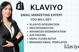 setup klaviyo email marketing flows , templates and sms for ecommerce