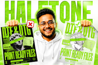 create halftone dtf dtg print ready files for t shirt
