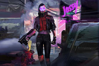 make cyberpunk anime pop art style character illustration