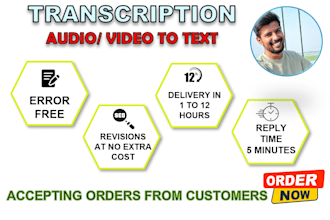transcribe any audio, video to text document error free