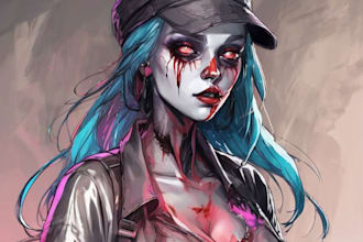 draw dark, punk, goth, horror character