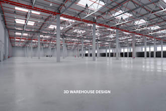 do realistic data center interior design, warehouse model, factory interior rend