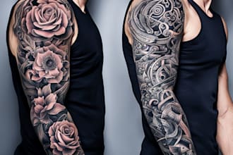 create custom tattoo design, tattoo sleeve