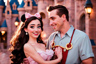 draw you cute disney couple portrait