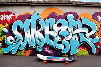 draw graffiti designs murals and wall art or skateboards