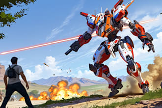 draw mecha robot armor character concept for you