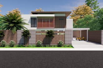 design modern house, 3d exterior and renders