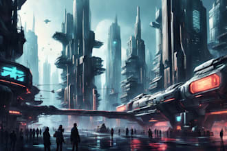 do futuristic cyberpunk city and scifi concept art