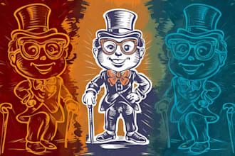 draw vintage mascot in linocut style for your brand