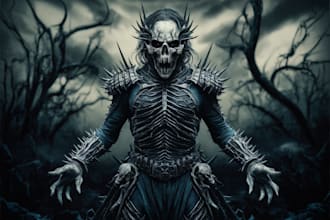 draw dark art, metal, skull or horror illustration designs