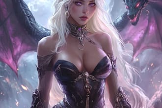design a unique fantasy character art with dragone