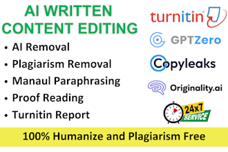 manually rewrite, paraphrase and copyedit your content