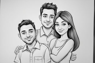 draw cartoon couple portrait
