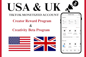 create USA UK fr tiktok monetization account with creator rewards program