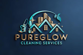 create janitorial, commercial, pressure wash and cleaning service logo