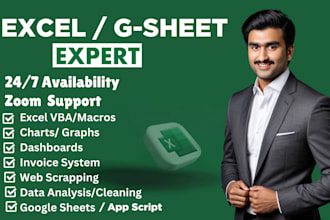 create, fix excel sheet, formulas, macros, vba, googlesheet, dashboard as expert