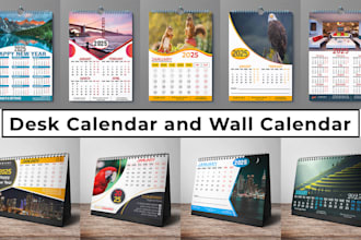 create professional wall calendar and desk calendar design