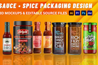 design premium sauce, spice, seasoning and hot sauce labels