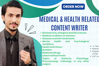 write medical, anatomy, biochemistry, health and fitness research article