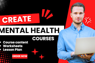 create mental health and wellbeign course content worksheets