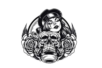 design skull and tattoo studio logo for you