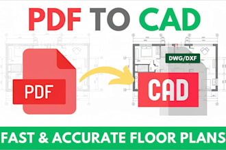 redraw hand sketch or PDF into professional autocad floor plan
