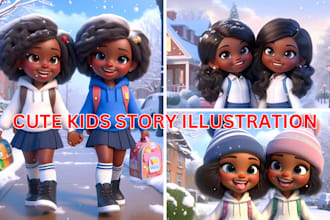 draw christian children story book illustration, picture book bible illustration