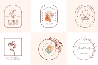 design elegant hand drawn watercolor feminine floral spa botanical boho logo