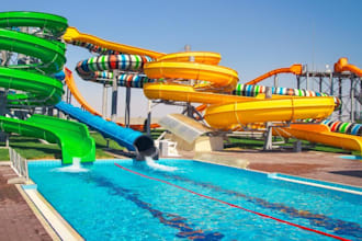 create 2d designs for swimming pools,resorts,amusement park,water park