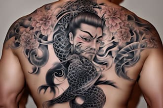make your custom and professional japanese tattoo design