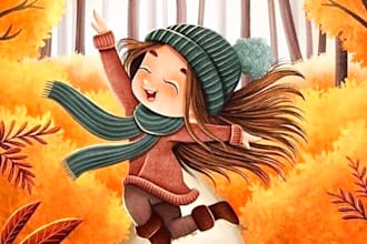 draw children story book illustration and children story book illustration