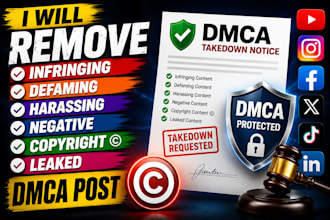 remove infringing, defaming,harassing, negative, copyright, leaked, dmca post