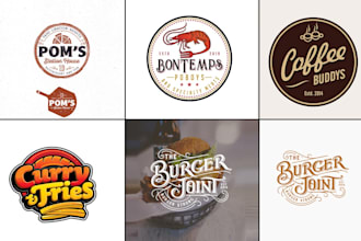 design restaurant, pizza, bbq, burger, catering, cafe, coffee and food logo
