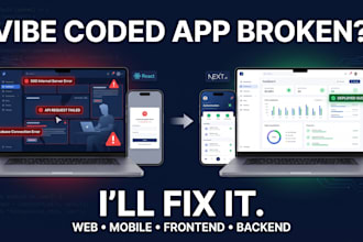 fix and complete ai generated or custom web, mobile app, frontend, and backend
