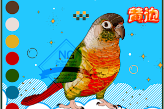 create a custom fullbody illustration of your pet bird