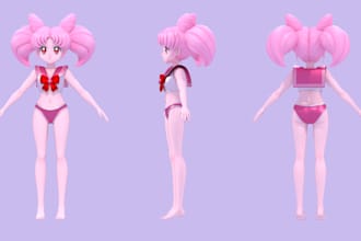 create mmd model, vrchart, vtuber, vroid, gmod rig and fix model, blender, unity