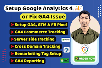 fix ga4 issues or setup google analytics 4, ecommerce, lead from tracking expert