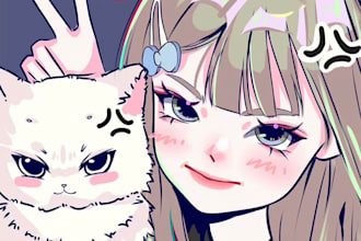 draw your pet and owner into a cartoon portrait