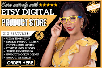 setup etsy digital product shop, etsy digital products, etsy product listing SEO